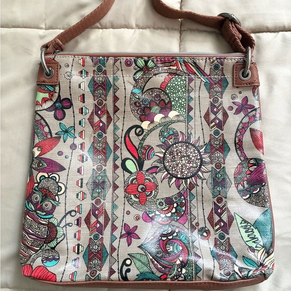 Sakroots Owl Crossbody Bag Shoulder Purse Coated Canvas- Adjustable Strap - Picture 2 of 10